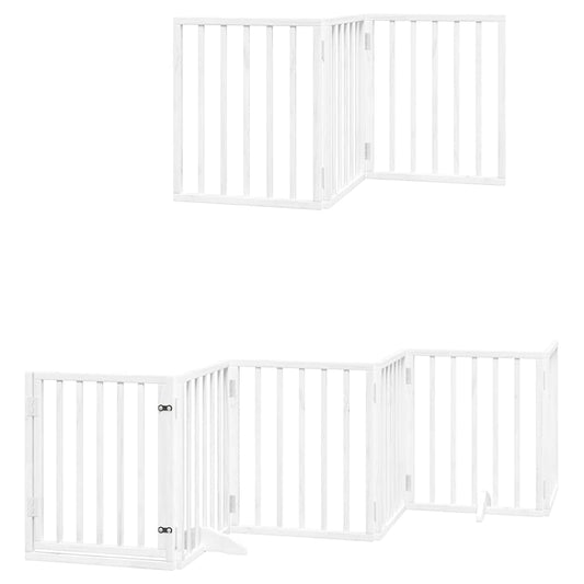 Vidaxl Puerta De Perros Plegable 15 Paneles Madera Álamo Blanca 750 Cm_0
