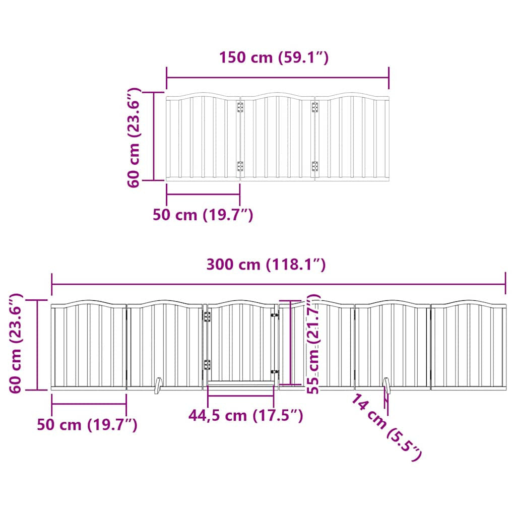 Vidaxl Puerta De Perros Plegable 12 Paneles Madera Álamo Marrón 600 Cm_2