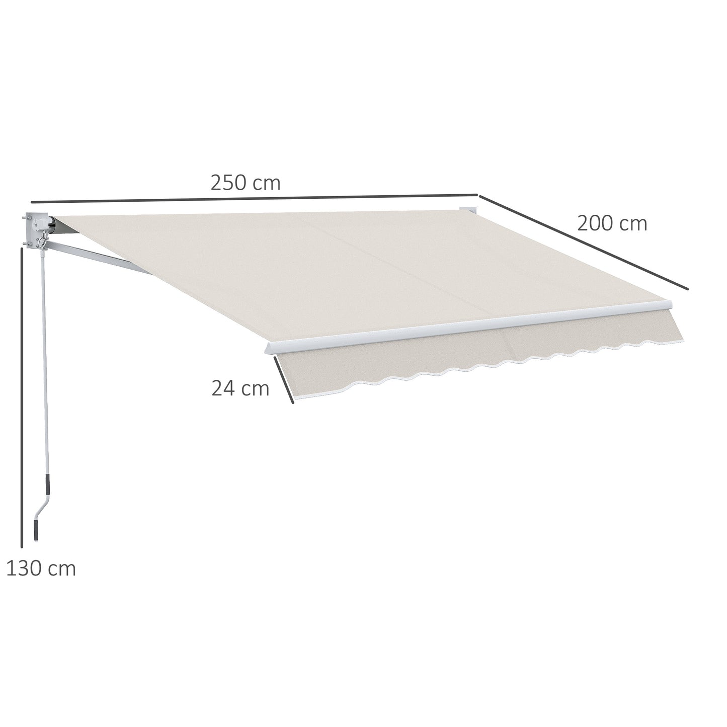 Outsunny Toldo Manual Retráctil Con Manivela 200x250 Cm Protección Solar Uv50+_2