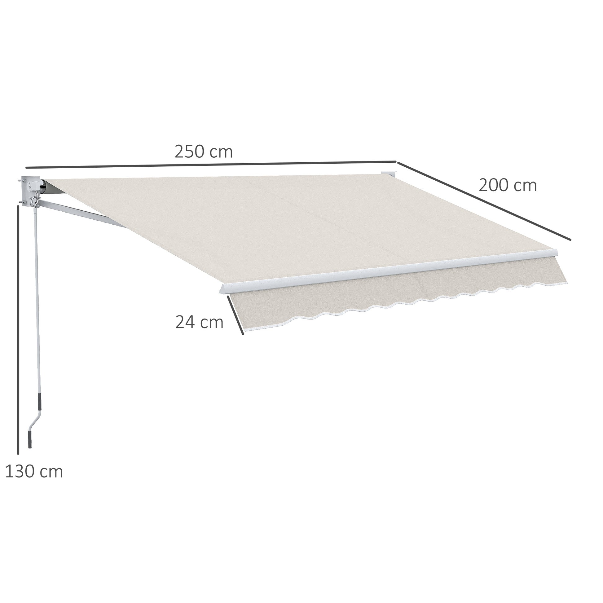 Outsunny Toldo Manual Retráctil Con Manivela 200x250 Cm Protección Solar Uv50+_2