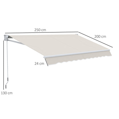 Outsunny Toldo Manual Retráctil Con Manivela 200x250 Cm Protección Solar Uv50+_2