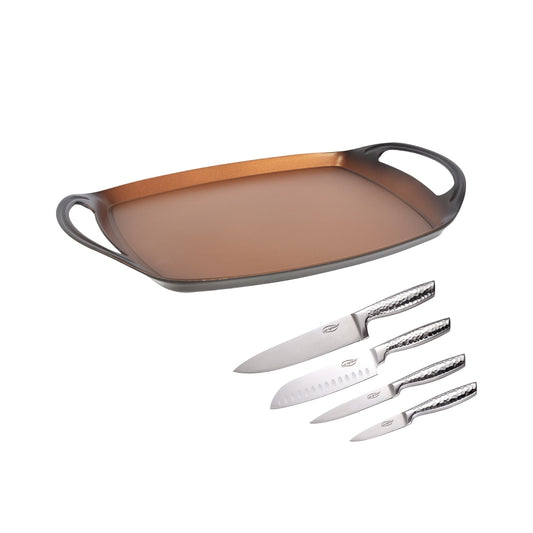 Set Plancha 36cm Y Cuchillos De Cocina San Ignacio