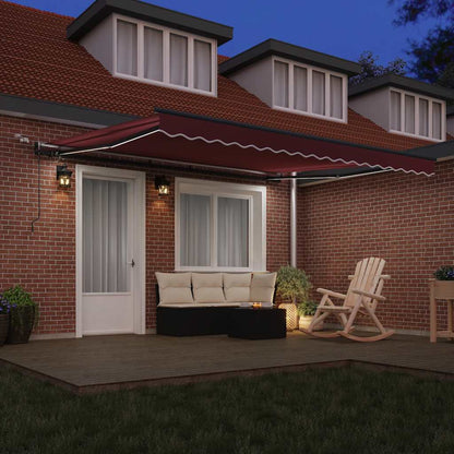 Toldo Retráctil Automático Con Luces Led Burdeos 400x300 Cm_2