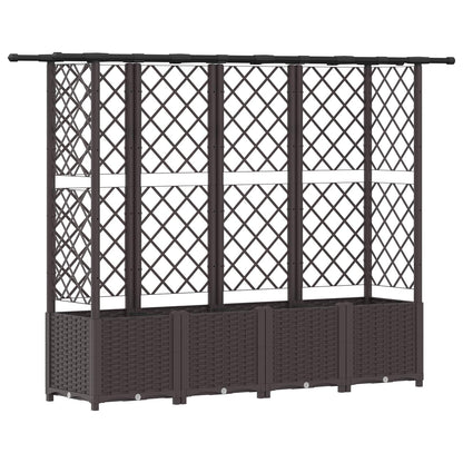 Cama Elevada Con Trellis Y Techo Marrón 202 X 40 X 136 Cm Pp_0