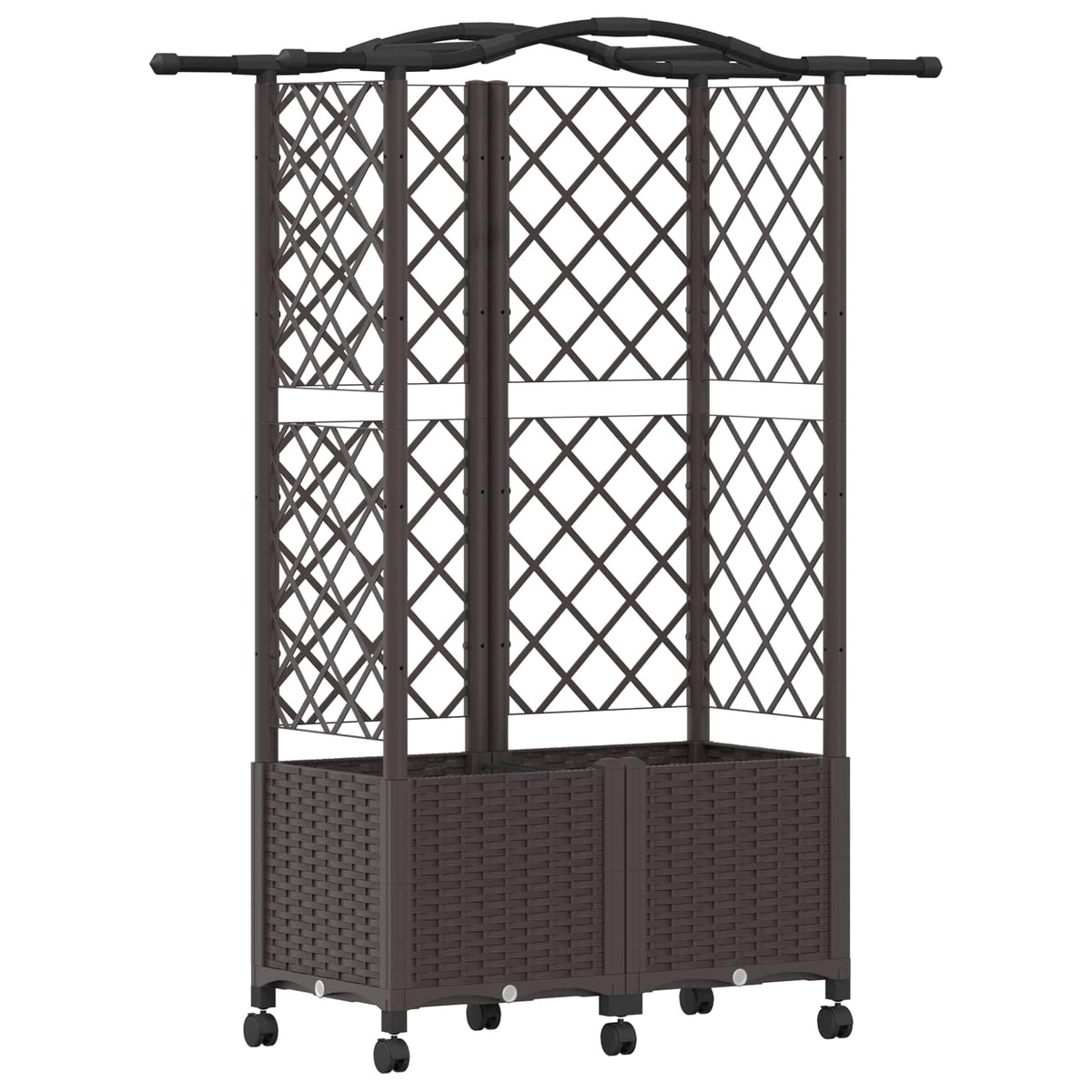 Cama Elevada Con Trellis Y Techo Marrón 122 X 40 X 144 Cm Pp_0