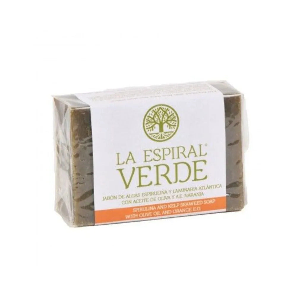 Jabón De Algas Espirulina Y Alga Laminaria Atlántica Con Aceite De Oliva Y A.e. De Naranja La Espiral Verde 100g_0