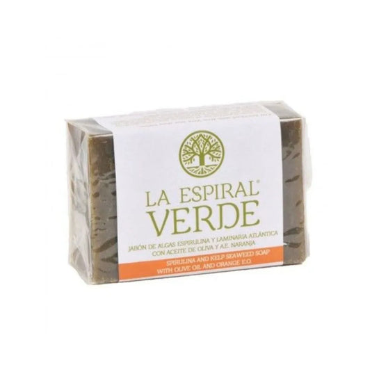 Jabón De Algas Espirulina Y Alga Laminaria Atlántica Con Aceite De Oliva Y A.e. De Naranja La Espiral Verde 100g_0