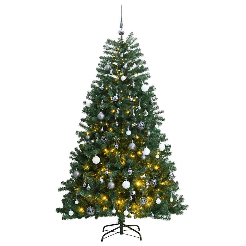Vidaxl Árbol De Navidad Artificial Con Bisagras 150 Led Y Bolas 150 Cm_0