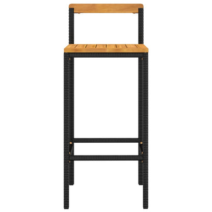 Taburetes Altos 2 Uds Madera De Acacia Y Ratán Sintético Negro_2