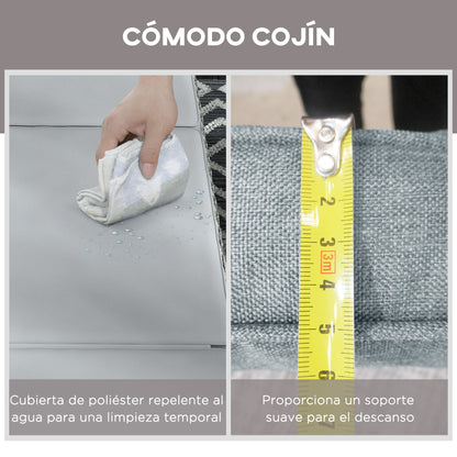 Outsunny Tumbona De Ratán Con Respaldo Ajustable 202x61x29-98 Cm Gris_5