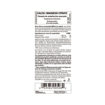 Calcio Magnesio Citrato Solgar 100 comprimidos