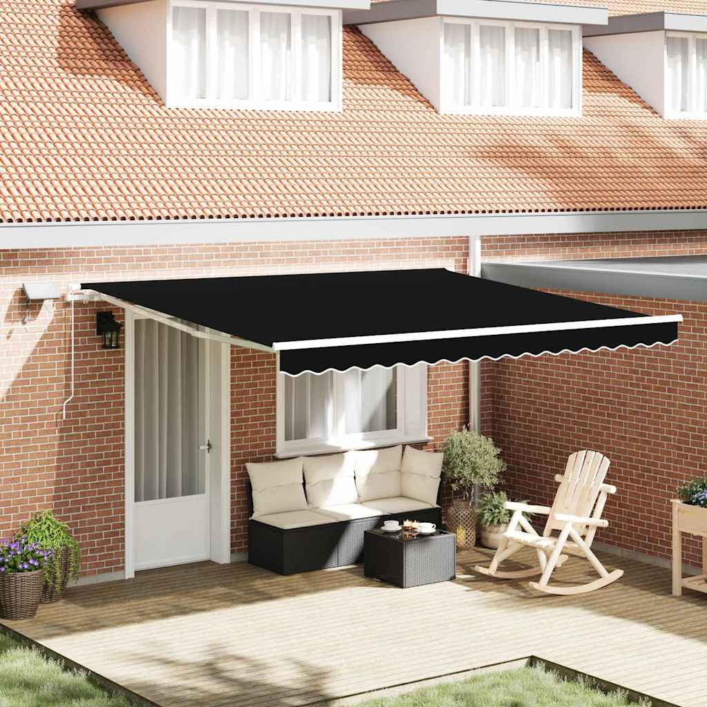Toldo Retráctil Negro 400 X 300 Cm Tela Y Aluminio_1