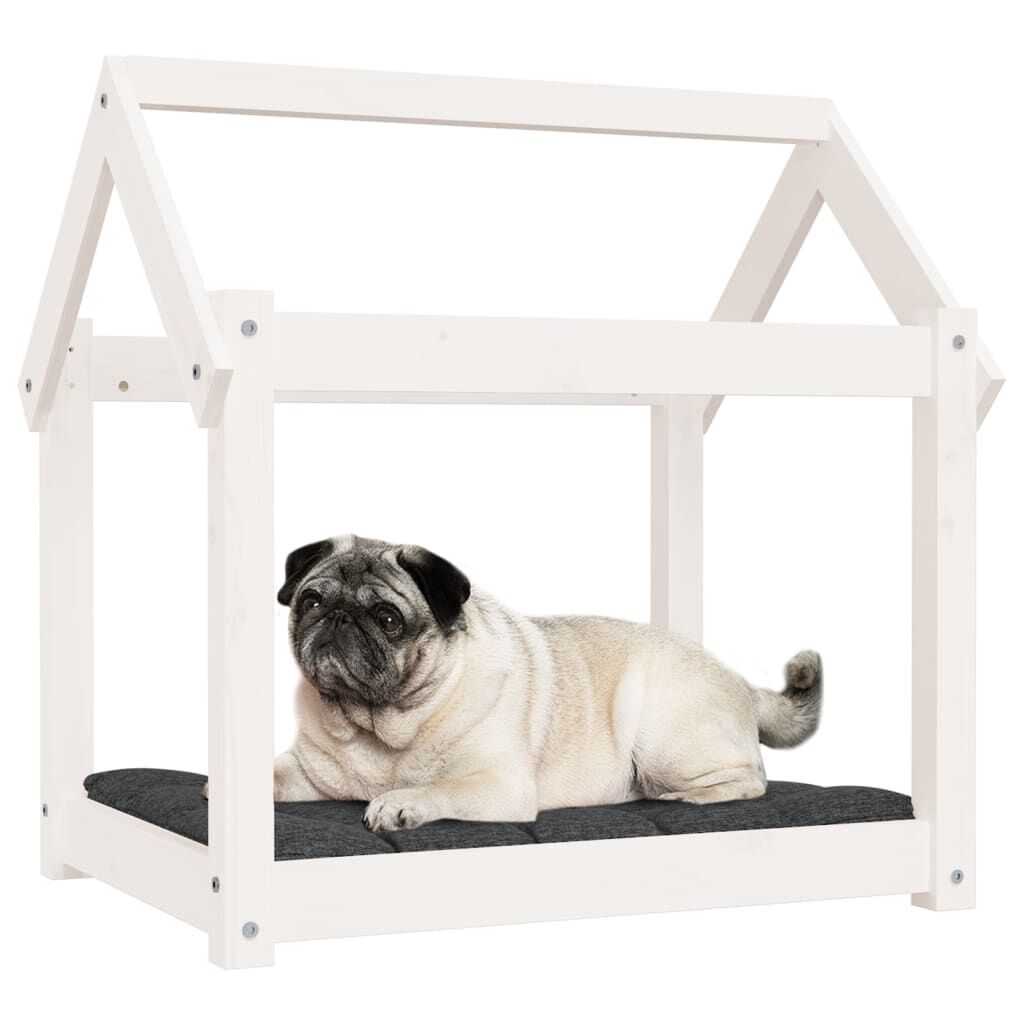 Vidaxl Cama Para Perros Madera Maciza De Pino Blanco 71x55x70 Cm_3