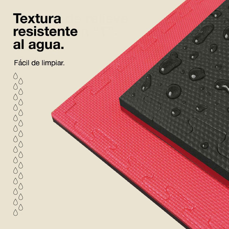 Tatami Puzzle 2cm 100x100cm – Superficie T Negro/rojo Jowy_4