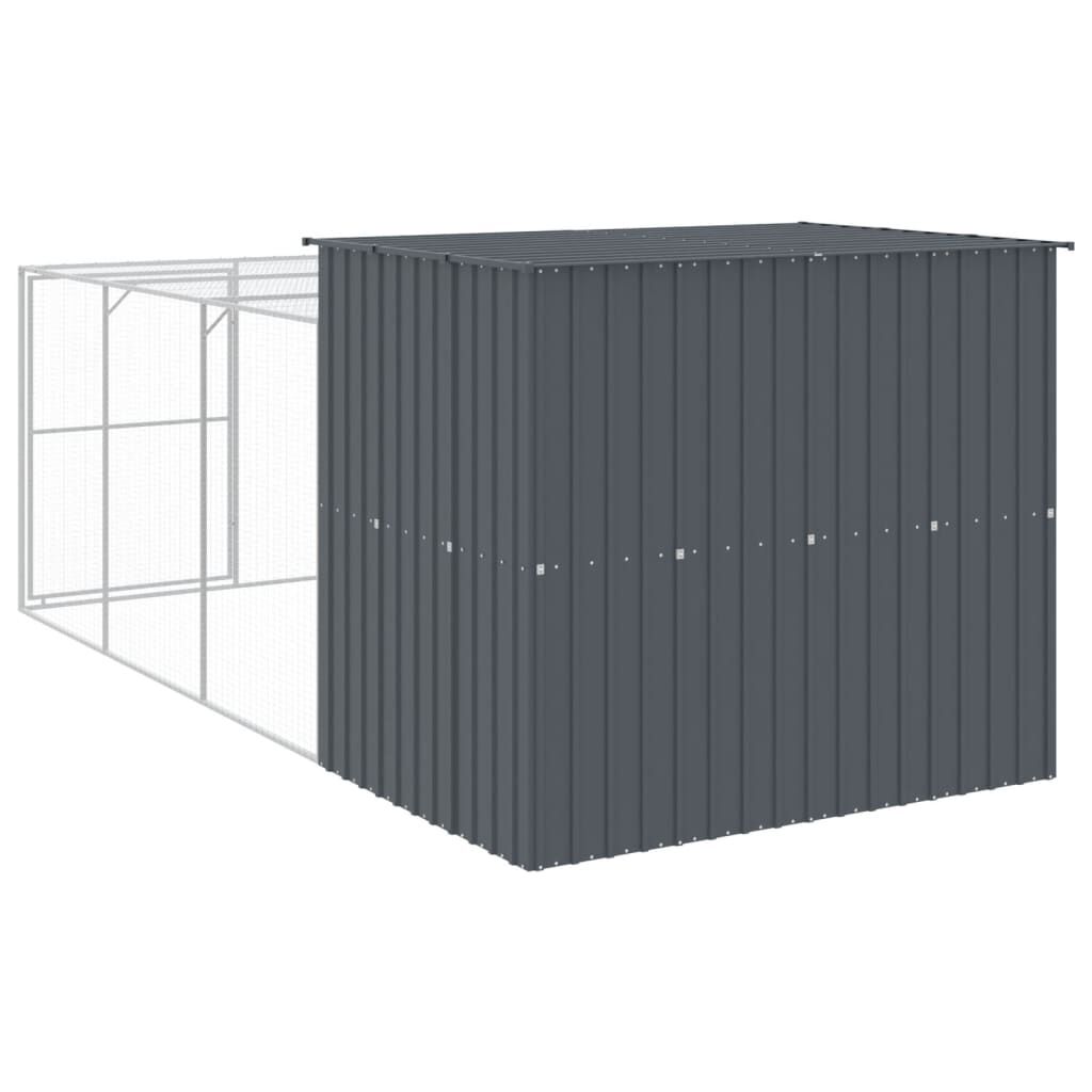 Vidaxl Caseta Perros Con Corral Acero Galvanizado Gris 214x457x181 Cm_4