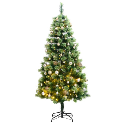 Vidaxl Árbol De Navidad Artificial Con Bisagras 300 Led Y Bolas 210 Cm_0