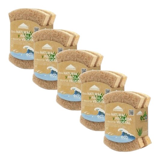 10 Estropajos con esponja vegetal Ergo Eco Friendly ROZENBAL (5 Packs de 2)