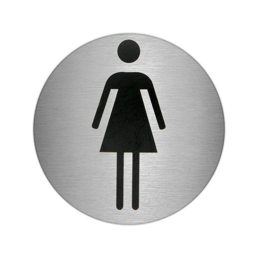 Placa Adhesiva Baño Mujer Acero Inoxidable Ø 7 Cm.