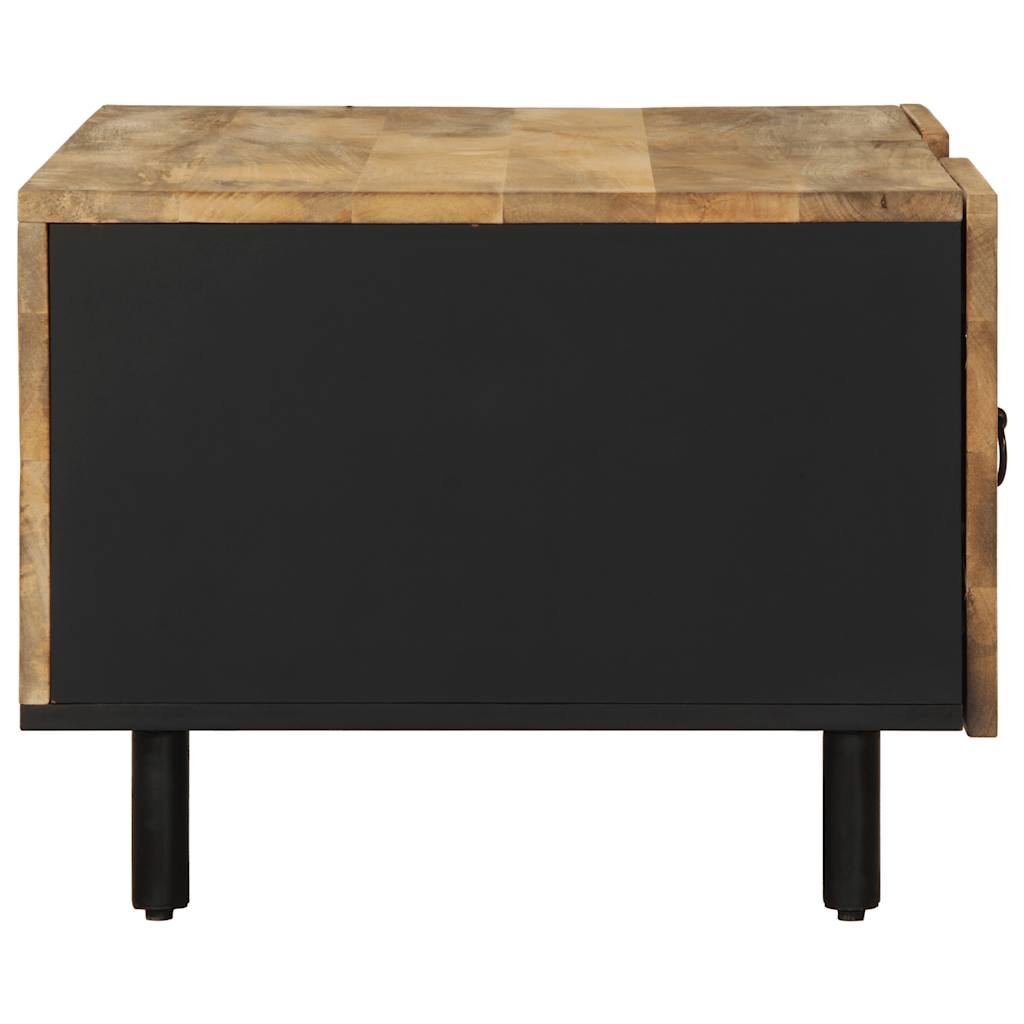 Mesa De Centro Madera Maciza De Mango Rugosa Negro 100x54x40 Cm_2