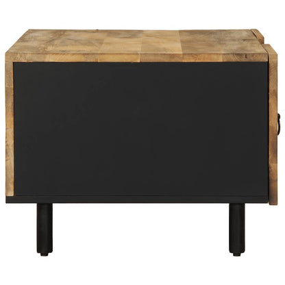 Mesa De Centro Madera Maciza De Mango Rugosa Negro 100x54x40 Cm_2