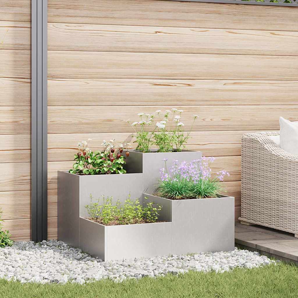 Maceta Para Jardín Plateado 80 X 80 X 60 Cm Acero Inoxidable_1