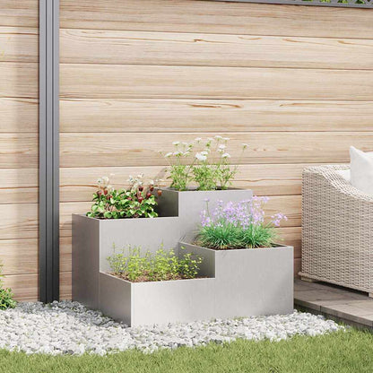 Maceta Para Jardín Plateado 100 X 100 X 60 Cm Acero Inoxidable_1