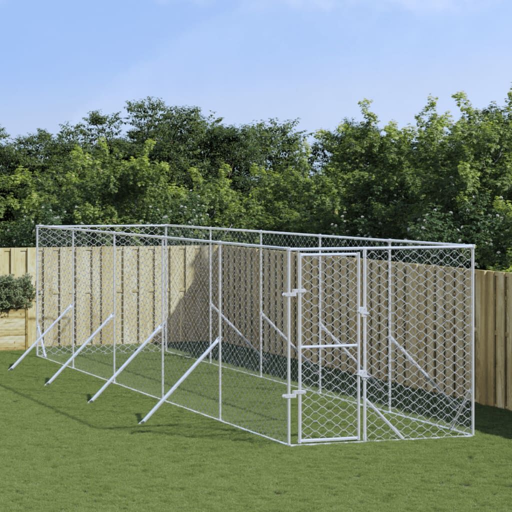 Vidaxl Perrera De Exterior Acero Galvanizado Plateado 2x10x2 M_1