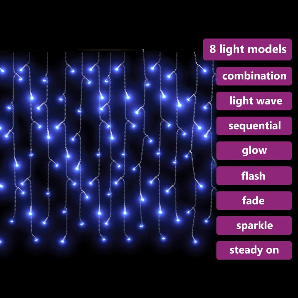 Vidaxl Cortina Luces Carámbano 10m 400 Led Azul 8 Funciones_4