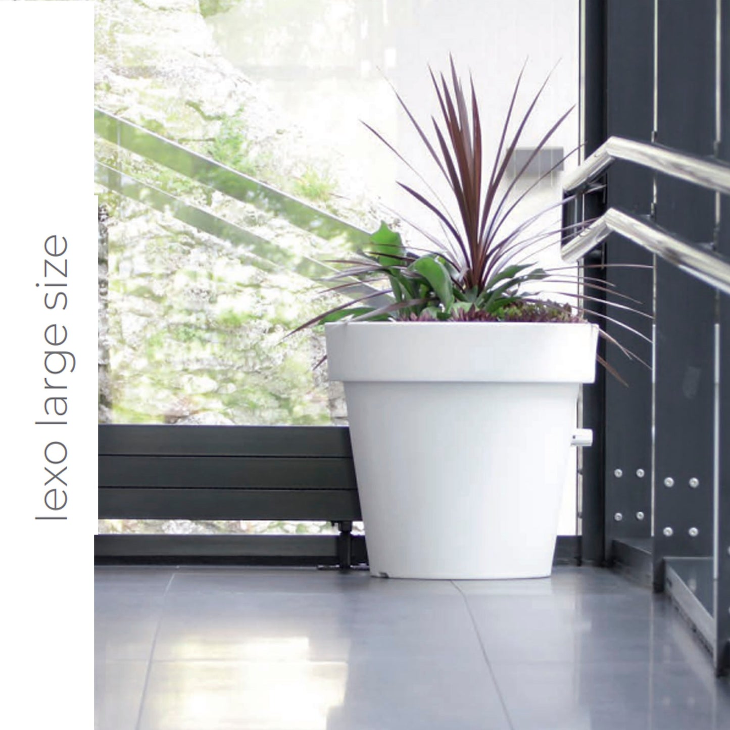 Maceta Lexo Round 212l., Dimensiones (mm) 800x800x740, Color Gris Piedra_1