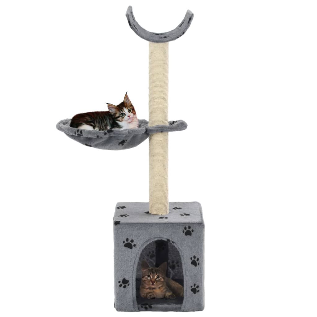 Vidaxl Rascador Para Gatos Con Poste De Sisal 105 Cm Huellas Gris_1