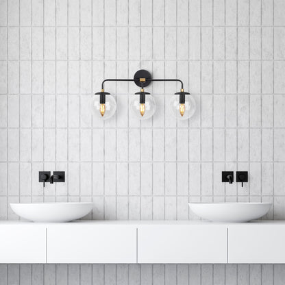 Aplique De Pared Pantalla Transparente, Metal , Negro, 56x21x27, Casquillo 3 X E14 Max 40 W_5