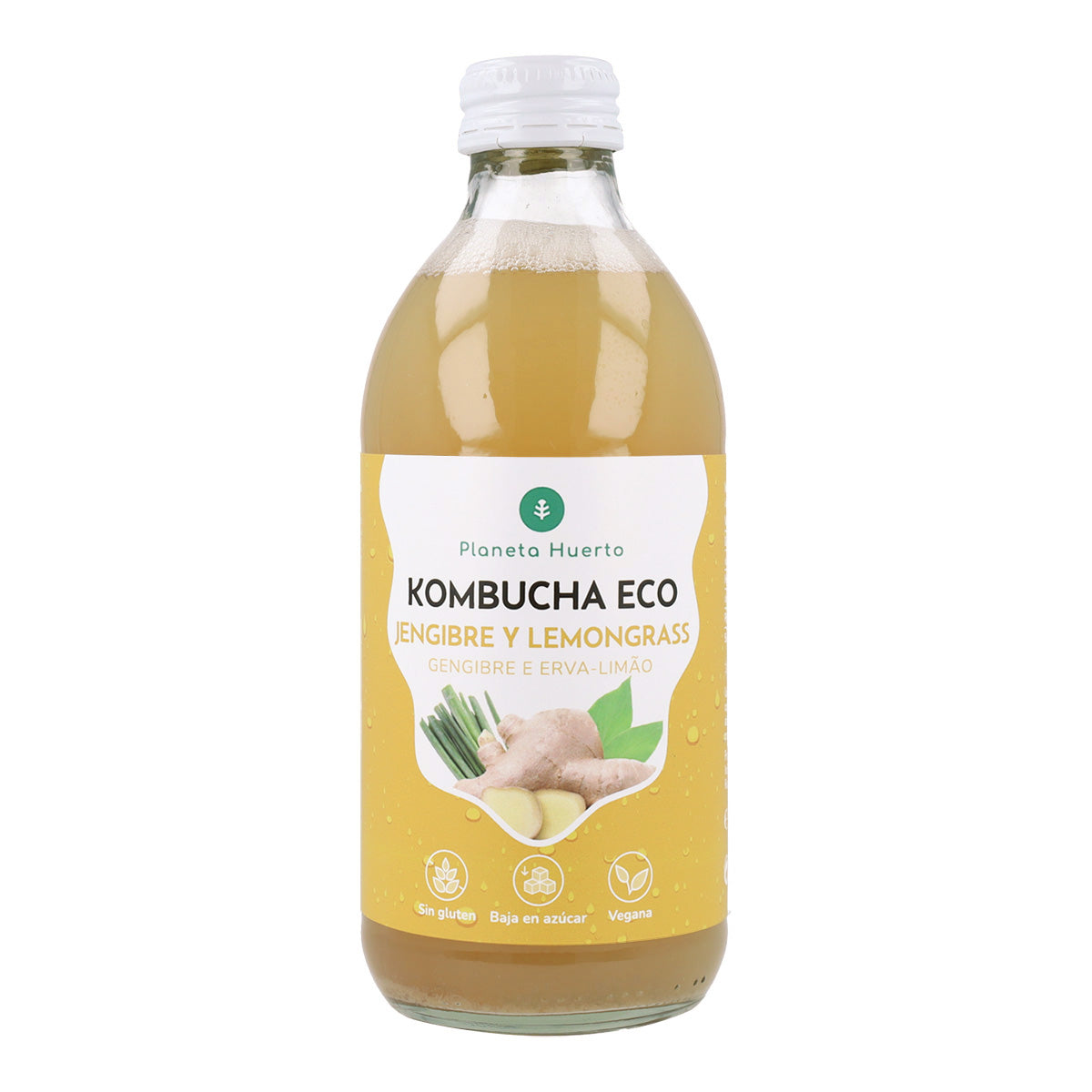 Pack 6x Kombucha ECO Jengibre y lemongrass Planeta Huerto 330 ml