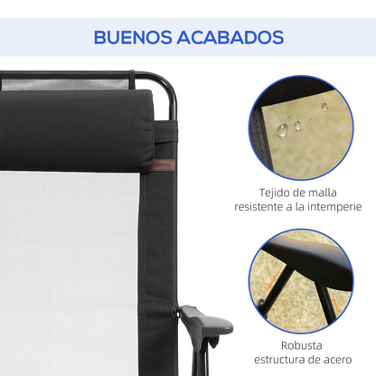 Outsunny Conjunto De 2 Sillas De Camping Plegables 62x70x109 Cm Negro_5