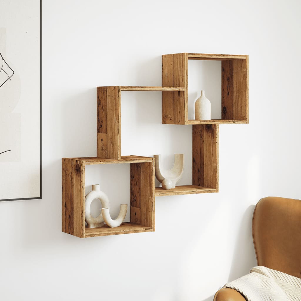 Mueble De Pared Madera Ingeniería Madera Envejecida 78x18x71 Cm / Vetonek_3