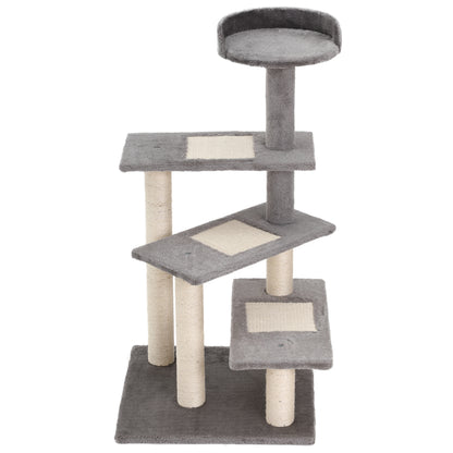 Pawhut Árbol Rascador Para Gatos 48,5x48,5x100cm Centro De Actividad Plataformas_0