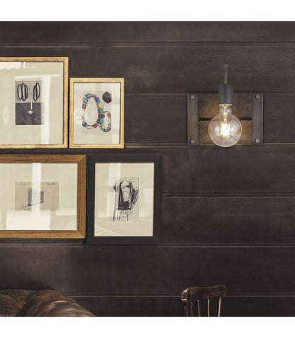Aplique De Pared Modelo Hugo Acabado Plata Envejecida Y Madera 22 Cm(alto) 23 Cm(ancho) 13 Cm(fondo_4