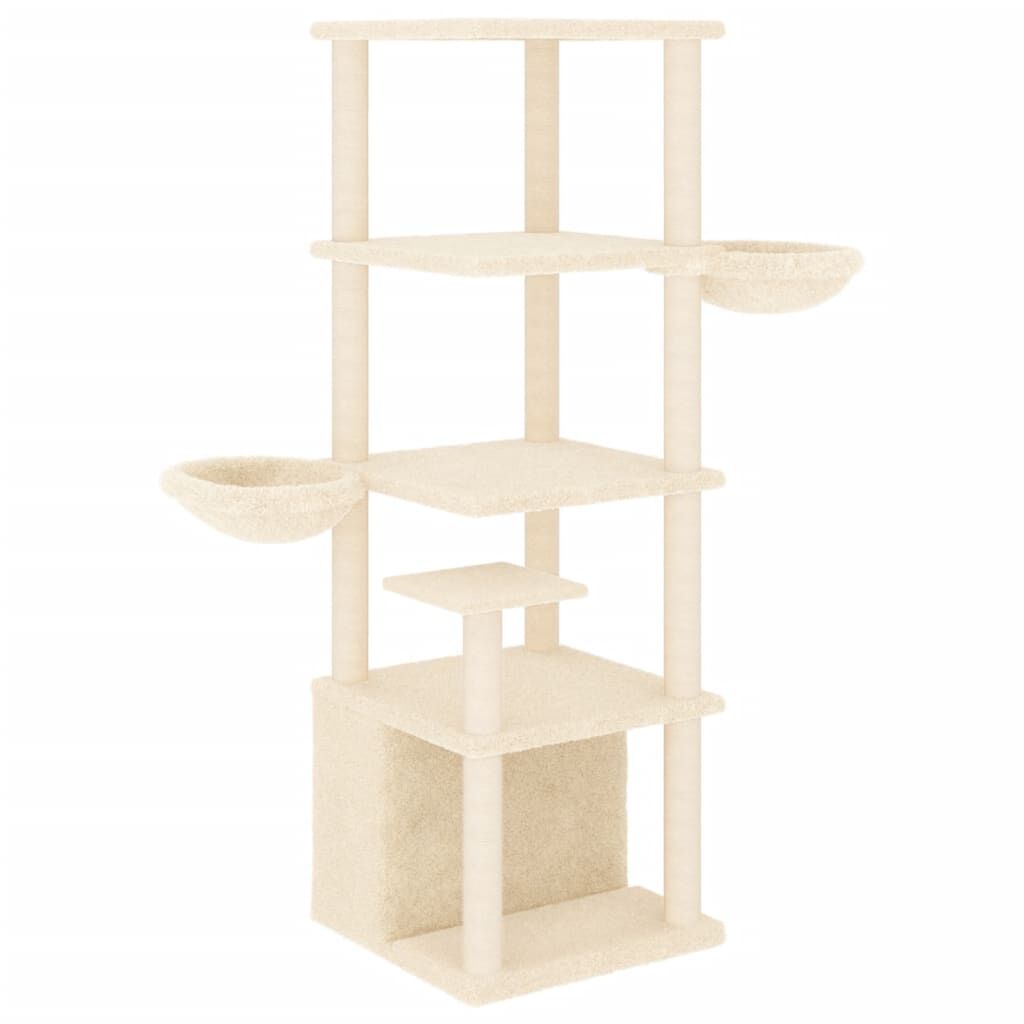 Vidaxl Rascador Para Gatos Con Postes De Sisal Color Crema 147 Cm_0