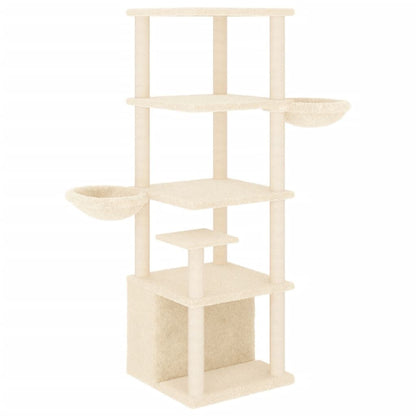 Vidaxl Rascador Para Gatos Con Postes De Sisal Color Crema 147 Cm_0