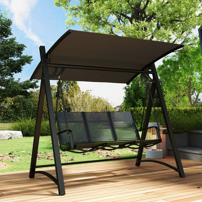 Outsunny Columpio De Jardín De 3 Plazas Con Techo Ajustable Asiento Transpirable_3