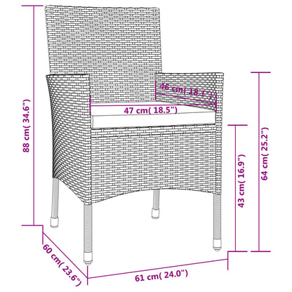 Vidaxl Set Comedor De Jardín 3 Piezas Y Cojines Ratán Sintético Marrón_2
