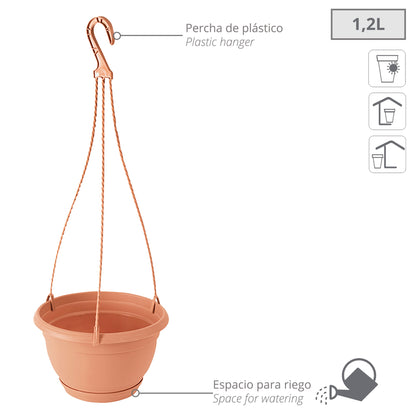 Macetero Colgante Agro 1,2l., Dimensiones (mm) 180x180x115, Color Terracota_1