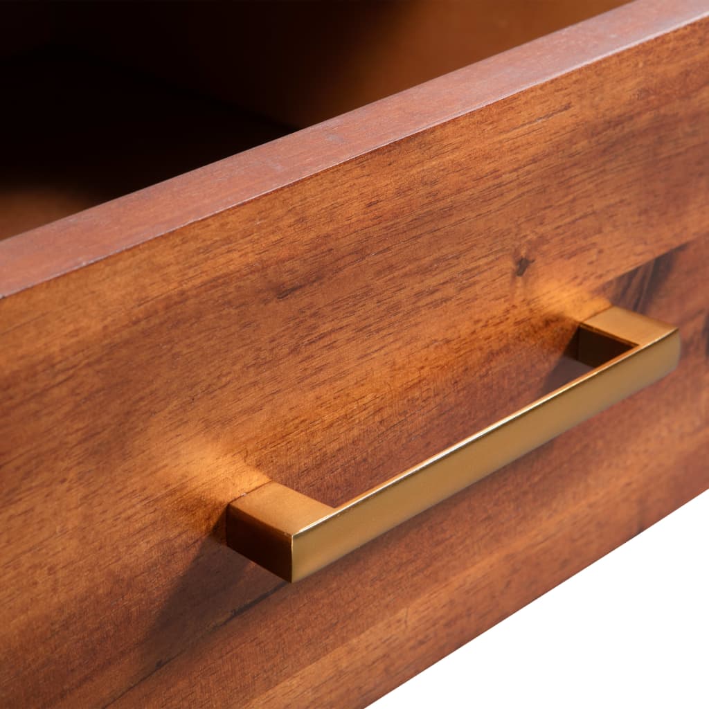 Mesa De Centro De Madera Maciza De Acacia 90x50x40 Cm_3