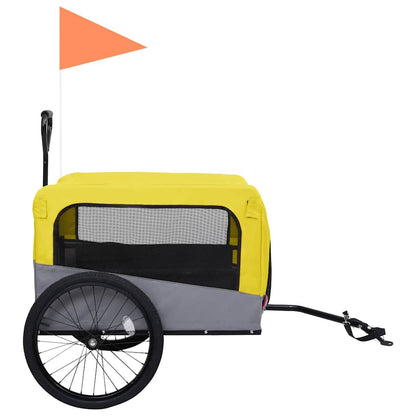 Vidaxl Remolque De Bicicleta Mascotas Cochecito 2 En 1 Amarillo Gris_3