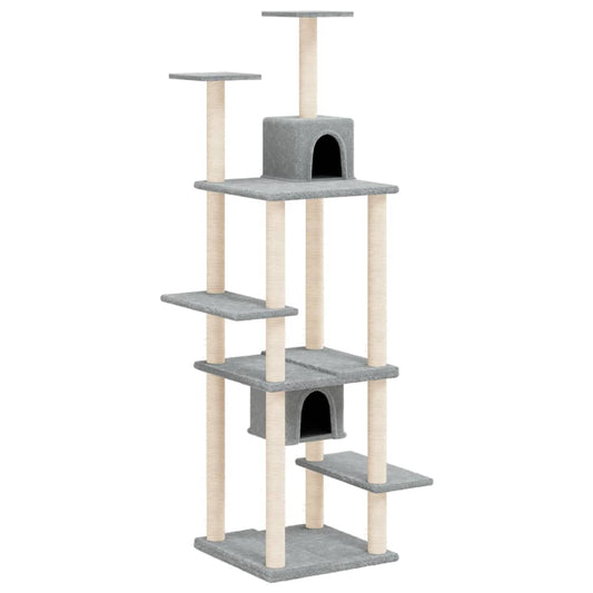 Rascador Para Gatos Con Postes De Sisal Gris Claro 176 Cm_0