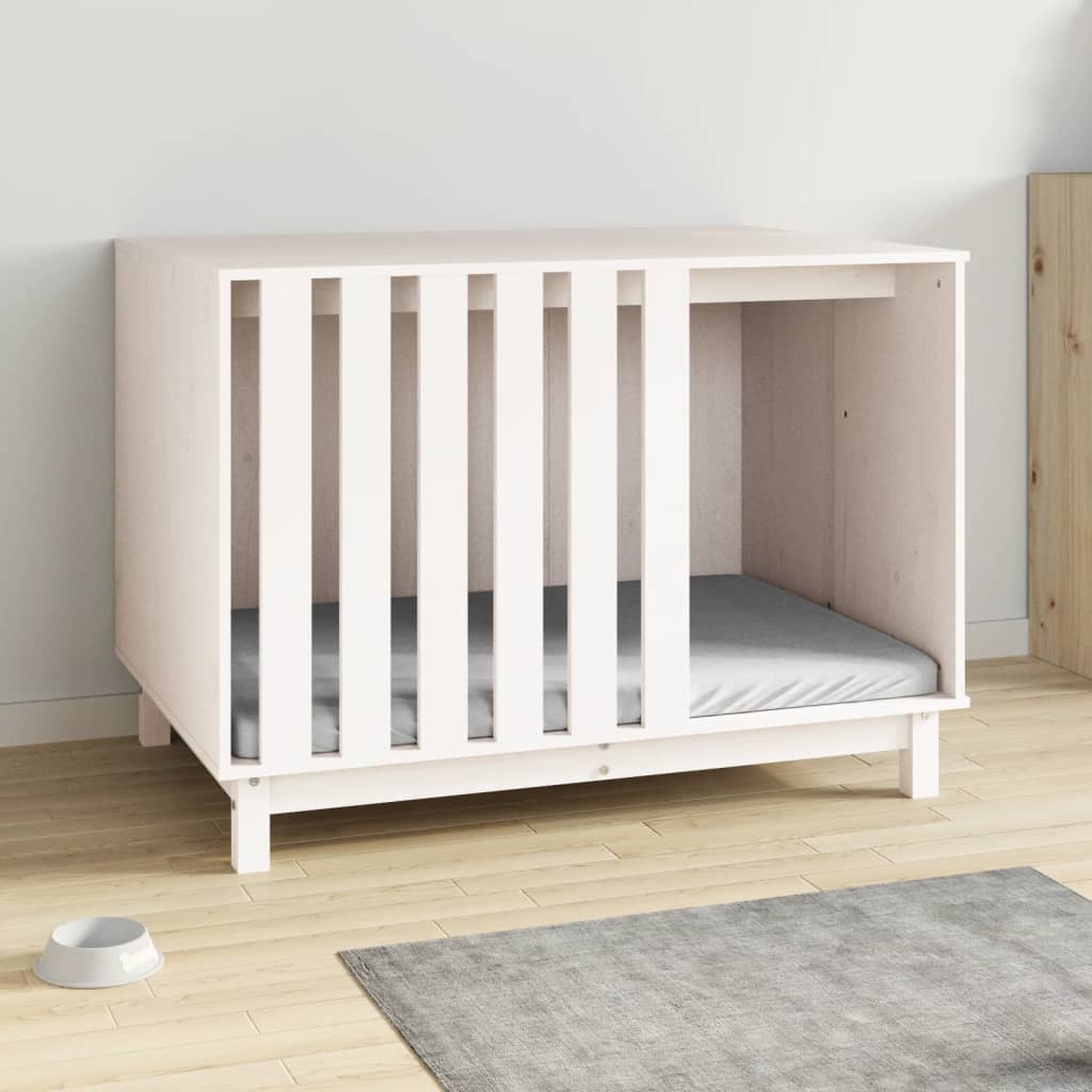Cama Para Perros Madera Maciza De Pino Blanco 100x70x72 Cm_2