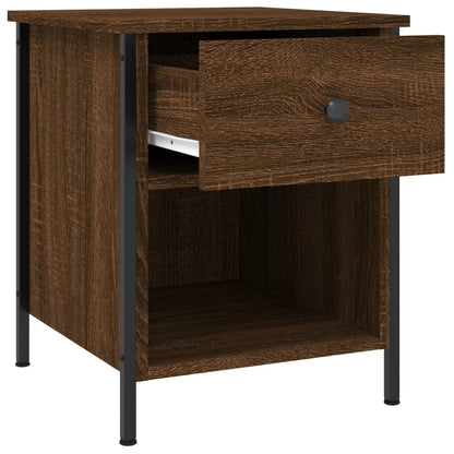 Mesita De Noche Madera De Ingeniería Marrón Roble 40x42x50 Cm_3