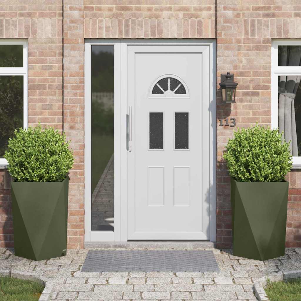 Jardinera 2 Pcs Verde Oliva 50 X 50 X 75 Cm Acero_1