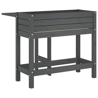 Jardinera Con Tapa Plegable Madera Maciza De Pino Gris_5