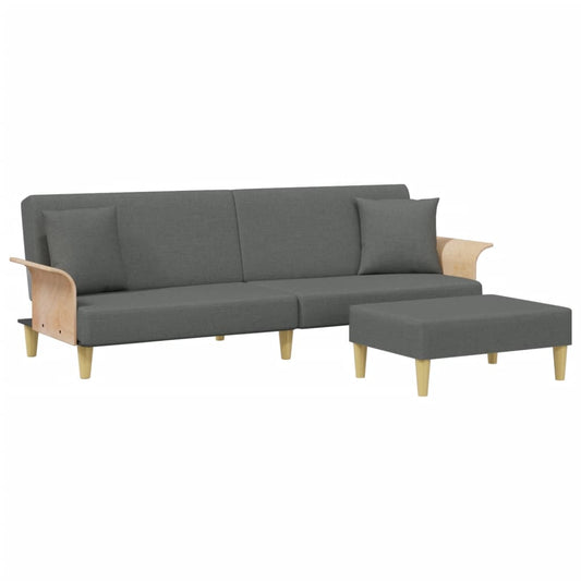 Sofá Cama 2 Plazas Y Almohadas Taburete Terciopelo Gris Oscuro / Vetonek_0