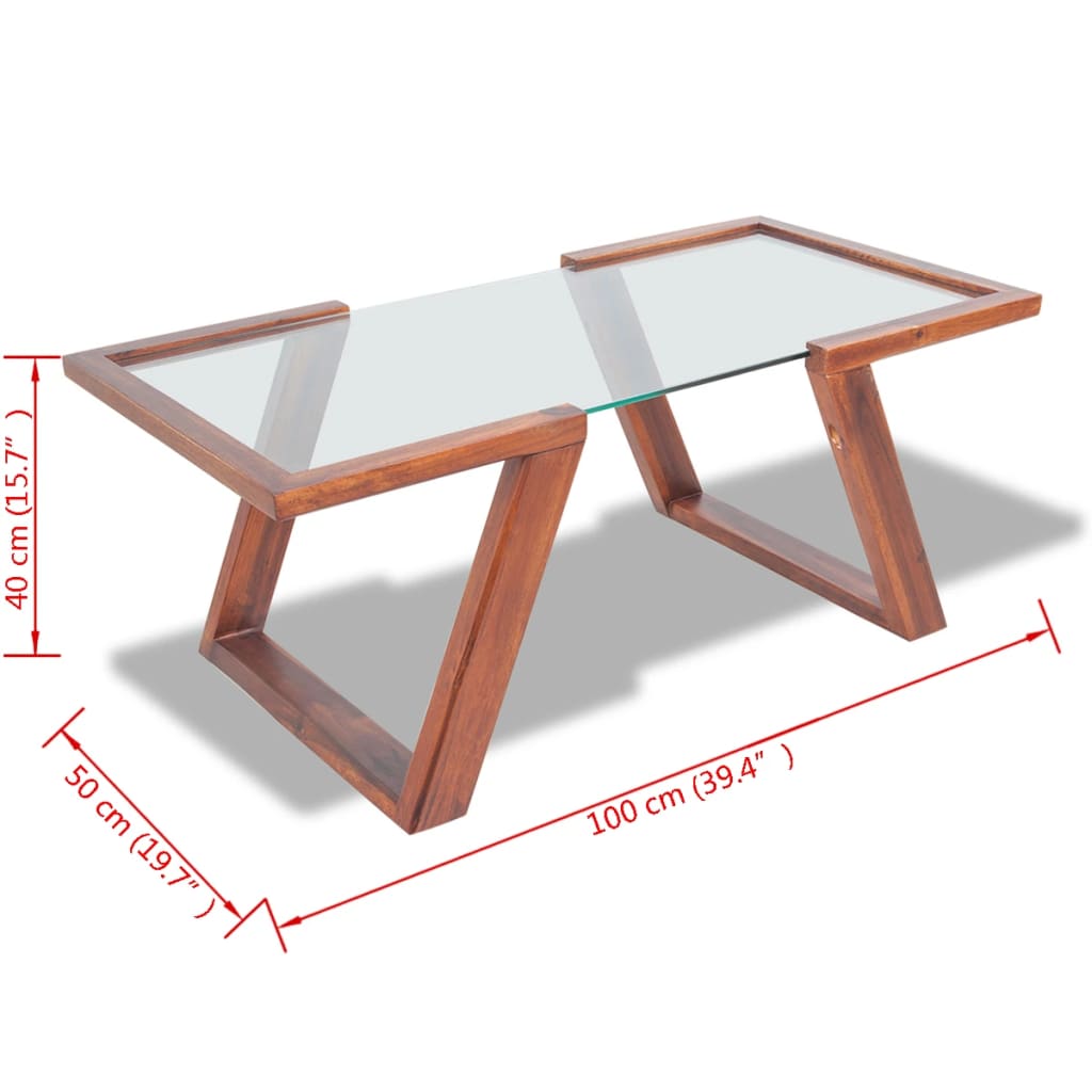 Mesa De Centro De Madera Maciza De Acacia Marrón 100x50x40 Cm_4